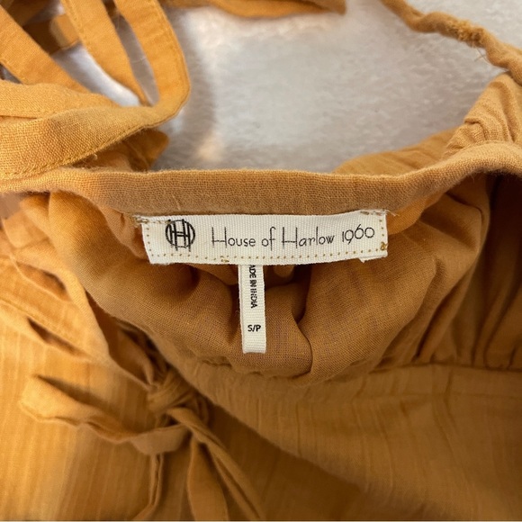 House of Harlow 1960 Mustard Yellow Halter Tie Hippie Boho Summer Maxi Dress S - Picture 5 of 13